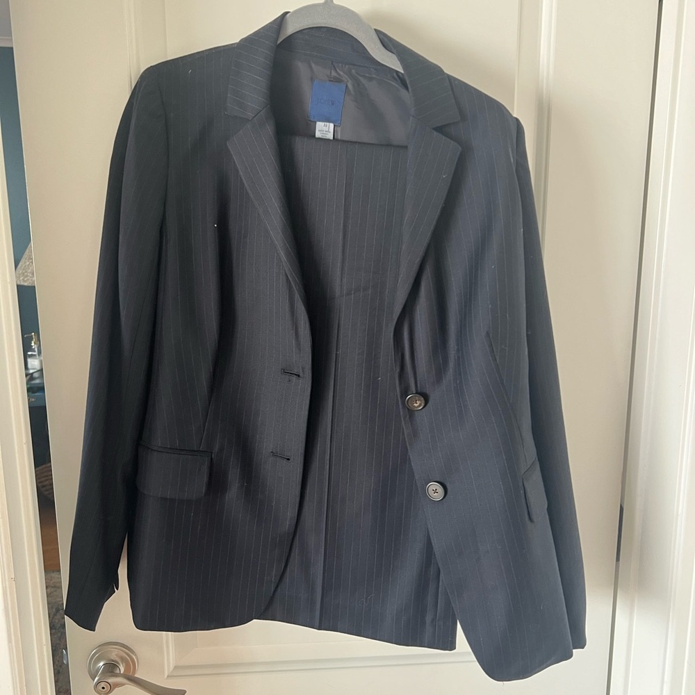 Navy pinstripe J.Crew suit. Size 12.